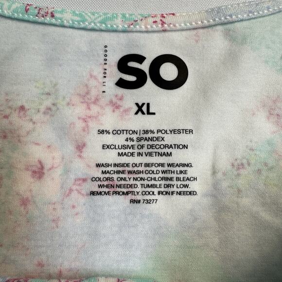 SO Ruched Front Tank Top Juniors Size XL Blue Flower Print - Picture 5 of 8